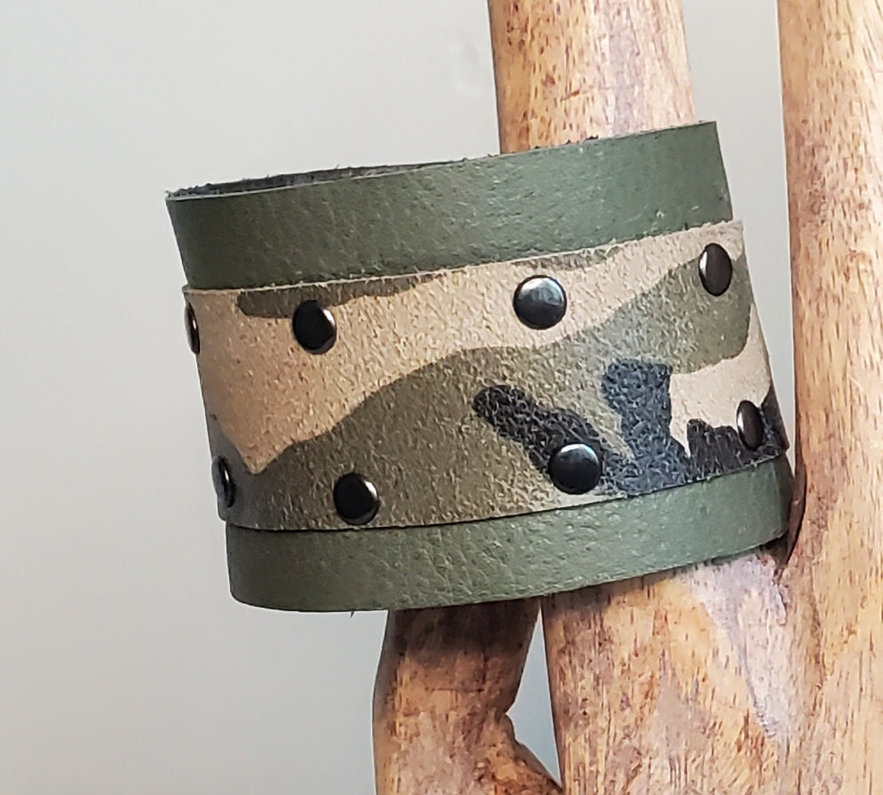 Camo Print on Green Leather