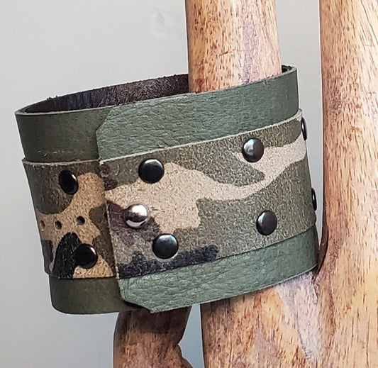 Camo Print on Green Leather