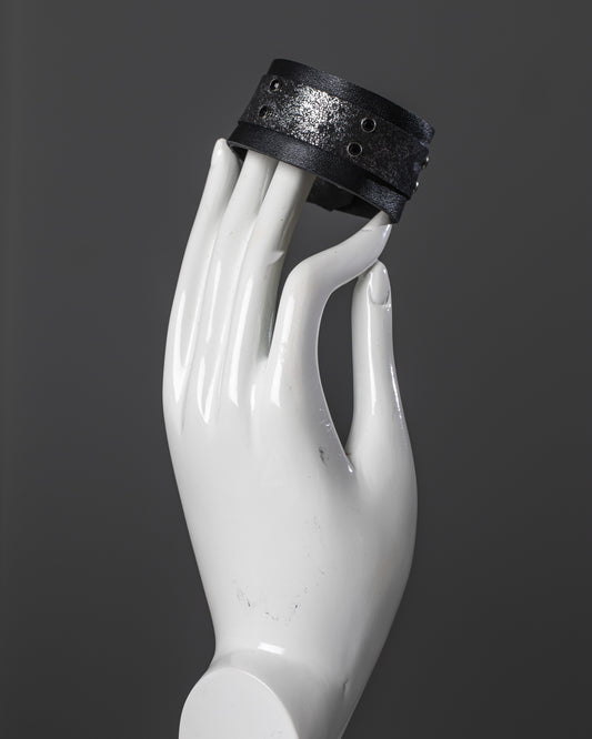 Black w/Silver Highlights Metallic Leather Cuff