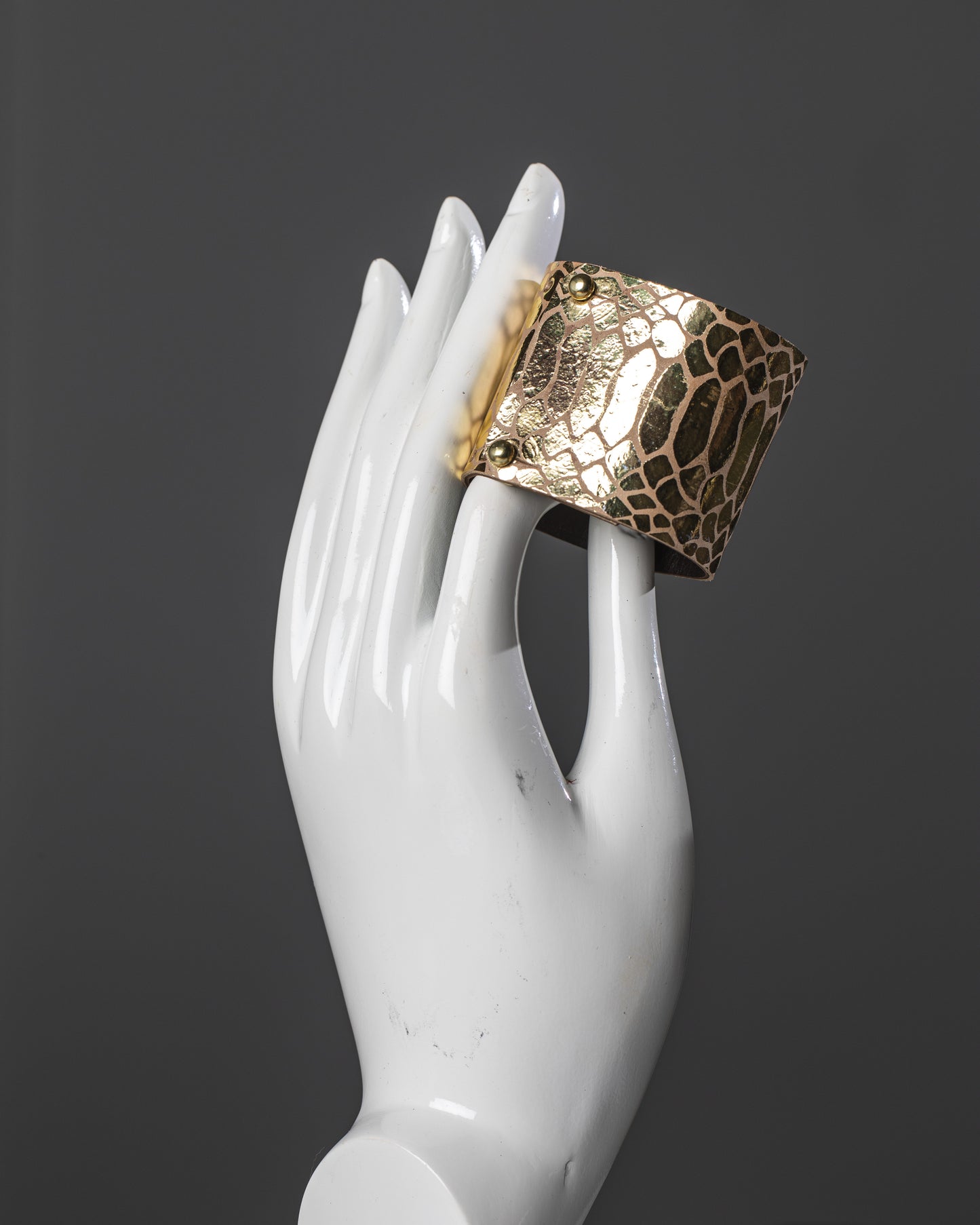 One-of-a-kind Off-Metallic Gold Leather Cuff