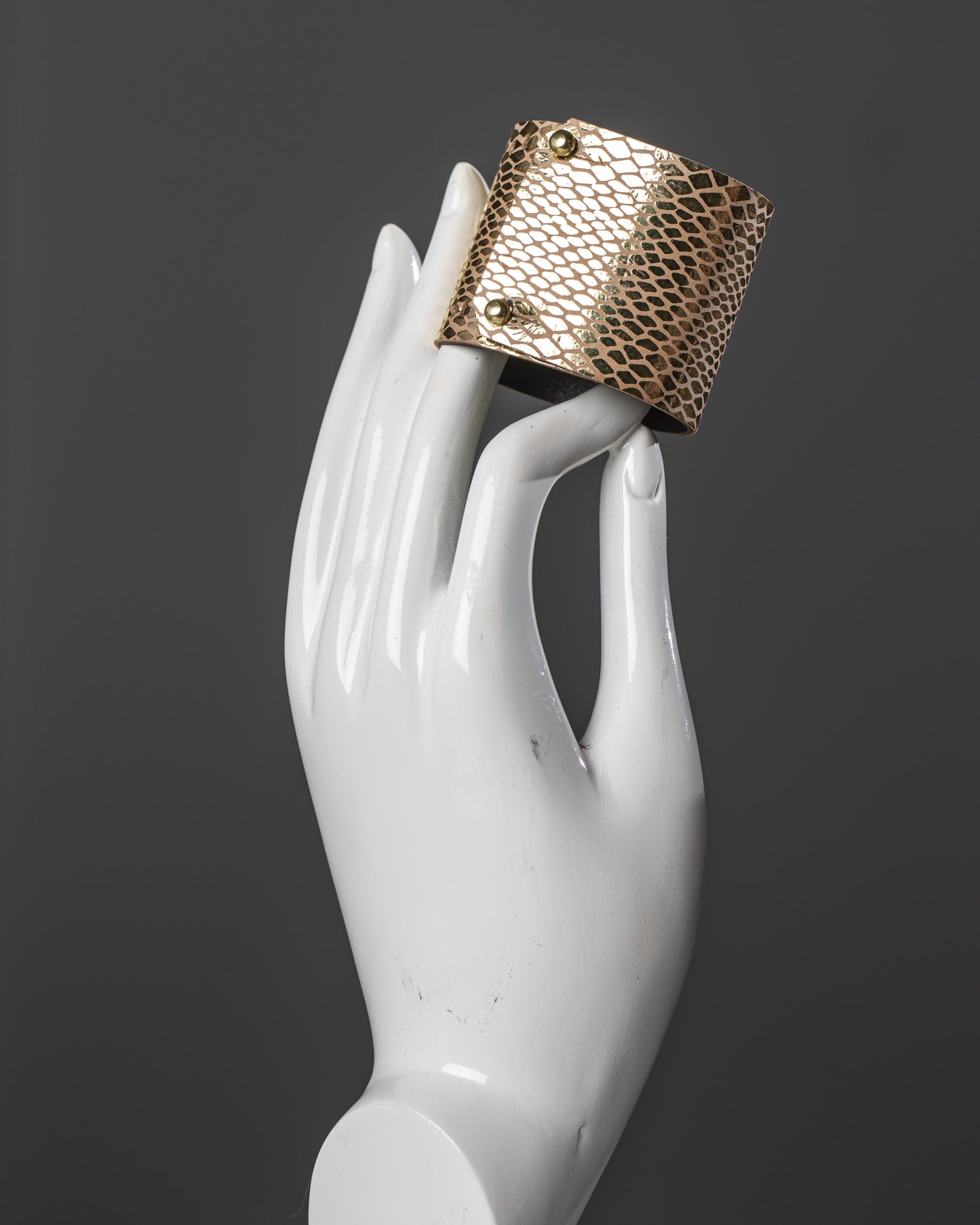 One-of-a-kind Metallic Gold Leather Cuff