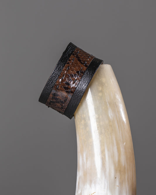 Men’s Brown on Black Leather Cuff