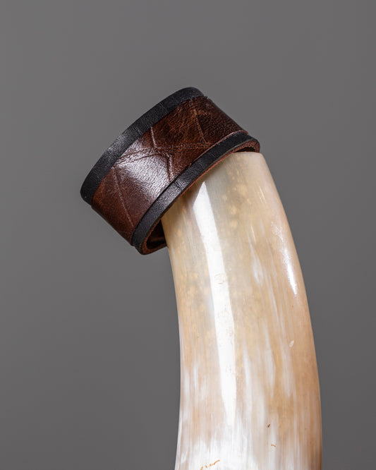 Leather Cuff - Brown Embossed on Black